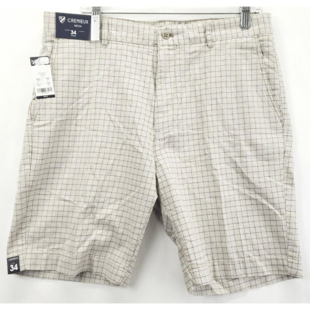 NEW Cremieux Shorts Mens 34 Khaki 100% Cotton 9 Inch Inseam Outdoor Classic